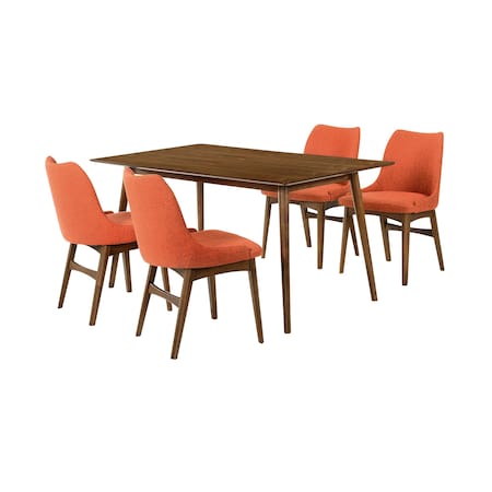 Armen Living Westmont and Azalea Orange and Walnut 5 Piece Dining Set SETWEDI5AZWAOR